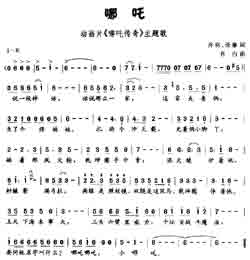 淘儿歌简谱网提供简谱歌谱大全-哪吒简谱下载